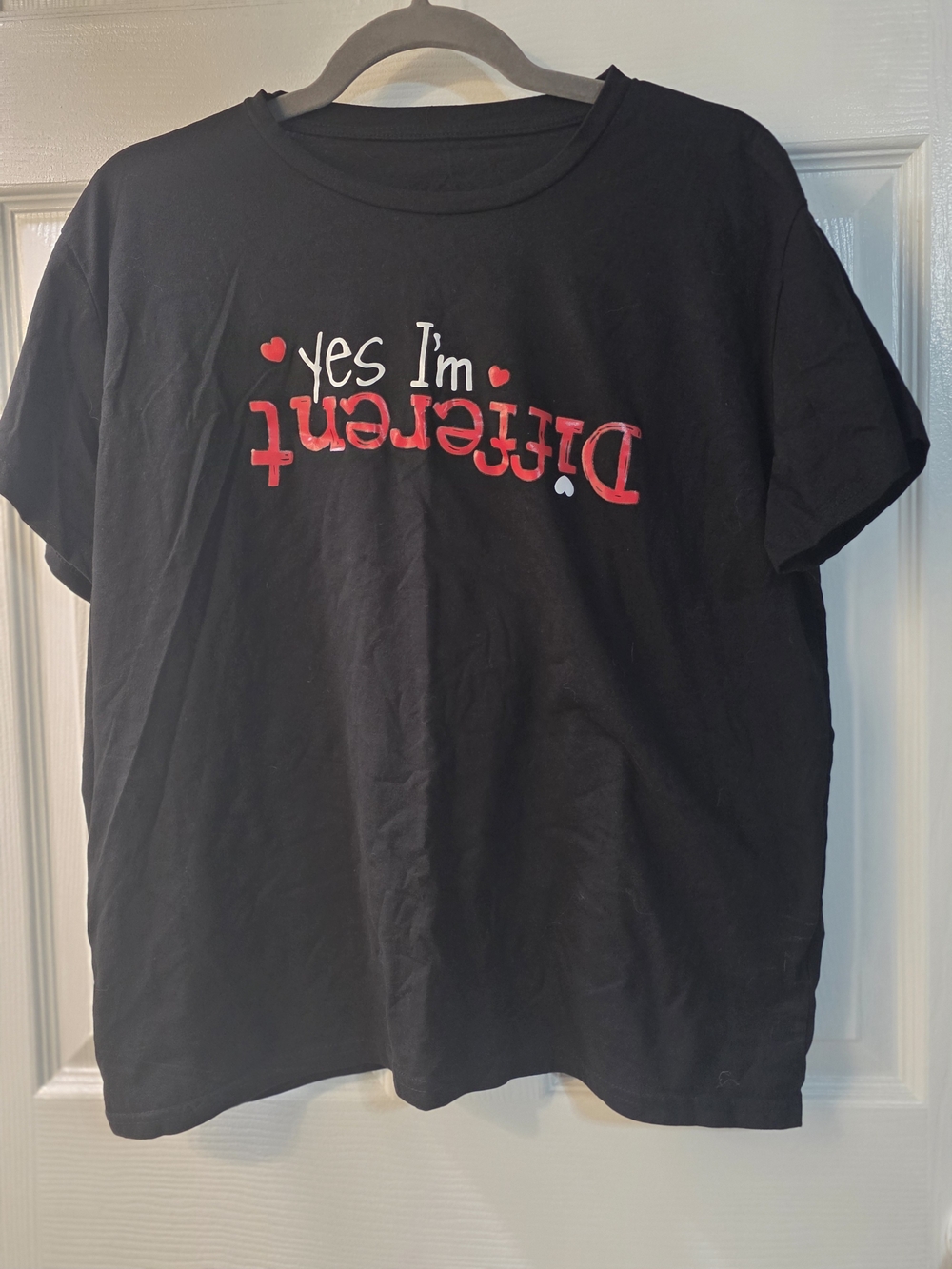 Women’s Black Short Sleeve Graphic Tee - “Yes I'm Different”  XXL